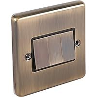 Antique Brass 3 Gang Light Switch (Windsor)