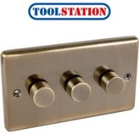 Antique Brass Dimmer Switch 3 Gang 250W