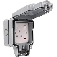 UEP SFG06 Weatherproof Switched Socket 1 Gang Single Outdoor Socket 13A IP66 Rated Double Pole