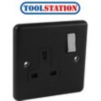 Wessex Matt Black Chrome 13A DP Socket 1 Gang
