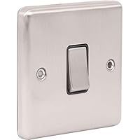 1 Gang Single Light Switch, Brushed Steel Satin Stainless, 2-Way, 10AX (W01BSB)