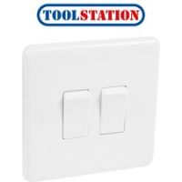 Wessex White 10A Switch 2 Gang 2 Way