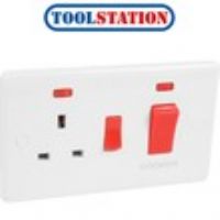 Wessex White 45A DP Cooker Unit Switched Socket + Neon