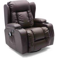 CAESAR 10 IN 1 WINGED LEATHER RECLINER CHAIR ROCKING MASSAGE SWIVEL HEATED