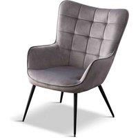 Vera Linen / Velvet Occasional Lounge Living Room Accent Chair Armchair Metal L