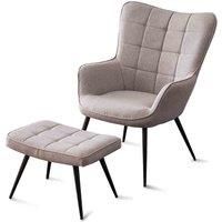 Vera Linen / Velvet Occasional Lounge Living Room Accent Chair Armchair Metal L