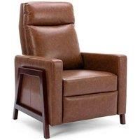 More4Homes RILEY PUSH BACK SOFT AIR LEATHER MODERN RECLINING ARMCHAIR ACCENT HOME CINEMA RECLINER CHAIR BROWN