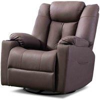 More4Homes AFTON FABRIC RECLINER ROCKING SWIVEL GAMING CINEMA LOUNGE SOFA CHAIR BROWN