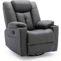 Afton Swivel Rock Fabric Recliner Chair - Charcoal