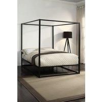 SlumberWorx ASHWELL MODERN FOUR 4 POSTER BLACK METAL BED FRAME - SINGLE/SMALL DOUBLE/DOUBLE/KING SIZE WITH MATTRESS OPTIONS (No Mattress, King (U.K. Standard))