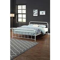 TEWIN WHITE HOSPITAL STYLE METAL BED FRAME BLACK-BRASS-WHITE SINGLE TO KING