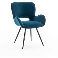 More4homes Lily Modern Velvet Dining Chair Padded Seat Metal Leg Kitchen Set Of 2 - Blue, Blue