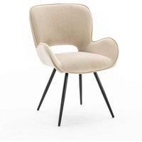 More4homes Lily Modern Velvet Dining Chair Padded Seat Metal Leg Kitchen Set Of 2 - Beige, Brown