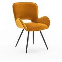 More4homes Lily Modern Velvet Dining Chair Padded Seat Metal Leg Kitchen Set Of 2 - Mustard, Yellow