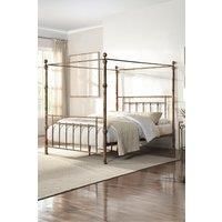 WELWYN VINTAGE VICTORIAN 4 POSTER ANTIQUE BRASS METAL BED FRAME