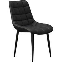 NOVA MODERN FAUX LEATHER DINING CHAIR PADDED SEAT METAL LEGS KITCHEN 4 PCS (Bla