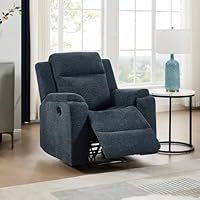 More4Homes Orka 1+2+3 Seater Chenille Fabric Manual Recliner Sofa (Blue, 1 Seater)
