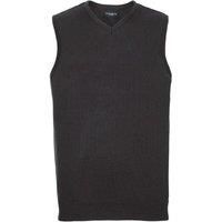 Russell Men's Collection V-Neck Sleevless Knitted Pullover Top Jumper in Black | Size: XS
