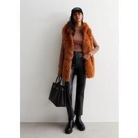 Camel Soft Touch Fur Longline Gilet