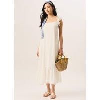 White Ruffle Short Sleeve Maxi Dress