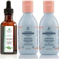 Nature Spell Bond Repair Trio - Rosemary Oil with Bond Repair Shampoo & Condi in Blue