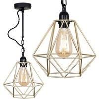 MiniSun Industrial Steampunk Style Satin Black Wall/Ceiling Light Fitting with a Gold Metal Cage Shade