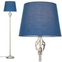 Tall Barely Twist Floor Lamp Standard Living Room Light Lampshade LED Bulb
