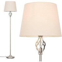 Tall Barely Twist Floor Lamp Standard Living Room Light Lampshade LED Bulb