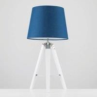 White & Chrome Tripod Base Table Lamp Modern Tapered Lampshades Lounge Lighting