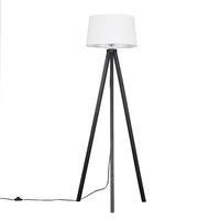 MiniSun Modern Black Wood Tripod Floor Lamp with a White Tapered Shade