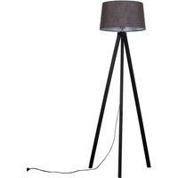 Black Wood Floor Lamp Standard Tall Tripod Light Fabric Lampshades LED Bulb