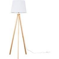 Modern Light Wood Tripod Floor Lamp Standard Lighting Cotton Shade LED Bulb