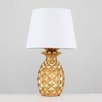 MiniSun Table Lamps - 2x Retro Gold Pineapple Bedside Lights Tapered Shades LED