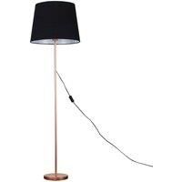 MiniSun Modern Copper Metal Standard Floor Lamp with a Black Tapered Shade