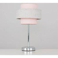 Pair of Metal LED Touch Table Lamps 4 Stage Dimmer & 2 Tier Herringbone Shades