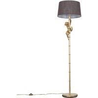 Modern Gold Hanging Monkey Design Floor Lamp with a Grey Tapered Shade