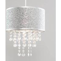 Easy Fit Ceiling Light Shade Glitter Drum Lampshade Jewels Droplets LED Bulb