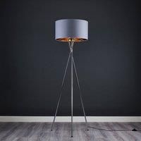 Modern LED Floor Lamp Tripod Chrome XL Drum Shades LED Light Bulb Lounge Light