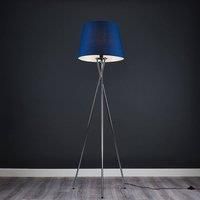 Modern Chrome Tripod Floor Lamp Standard Light Tapered Cotton Shade LED Bulb