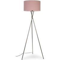 Tripod Floor Lamp Standard Light Brushed Chrome Cotton Lampshade LED GLS Bulb