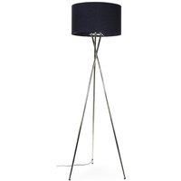 Tripod Floor Lamp Standard Light Brushed Chrome Cotton Lampshade LED GLS Bulb