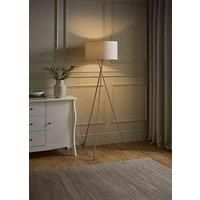 Modern LED Metal Brushed Chrome Tripod Design Floor Lamp Light Cotton Shades