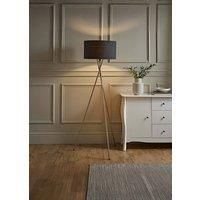 Tripod Floor Lamp Standard Light Brushed Chrome Cotton Lampshade LED GLS Bulb
