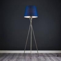 Modern Brushed Chrome Tripod Floor Lamp Standard Light Tapered Shade LED Bulb