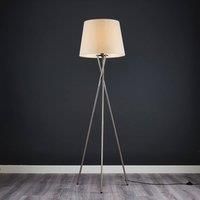 Modern Brushed Chrome Tripod Floor Lamp Standard Light Tapered Shade LED Bulb