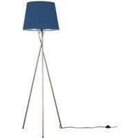 MiniSun | Modern Brushed Chrome Floor Lamp with a Navy Blue Tapered Shade | Floor Lamps & Torchieres, Home Décor & Improvement Essential | Includes 6W LED Bulb [3000K Warm White]