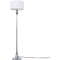 MiniSun Modern Polished Chrome Spindle Design Floor Lamp with a White Cylinder Shade