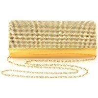 XY London Women's 'Kaya' Shoulder Chain Strap Rhinestone Diamant Clutch Bag in Metallic Gold