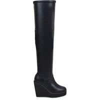 'Dalia' Elasticated Over The Knee Thigh High Wedge Heel Boots