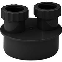 Aquaflow Double Waste Adaptor 32mm in Black